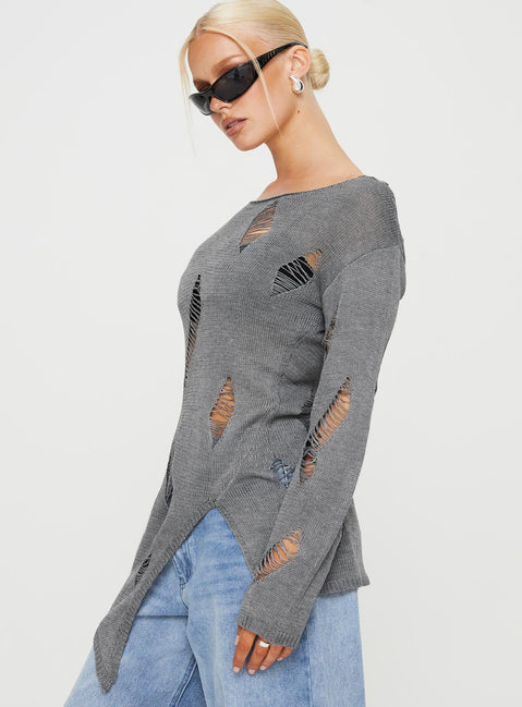 Ermina Distressed Jumper Grey
