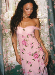 Princess Polly Sweetheart Neckline  Emmeline Off The Shoulder Maxi Dress Pink Floral
