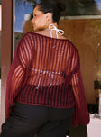 The Kennedy Sweater Burgundy Curve Princess Polly  long 