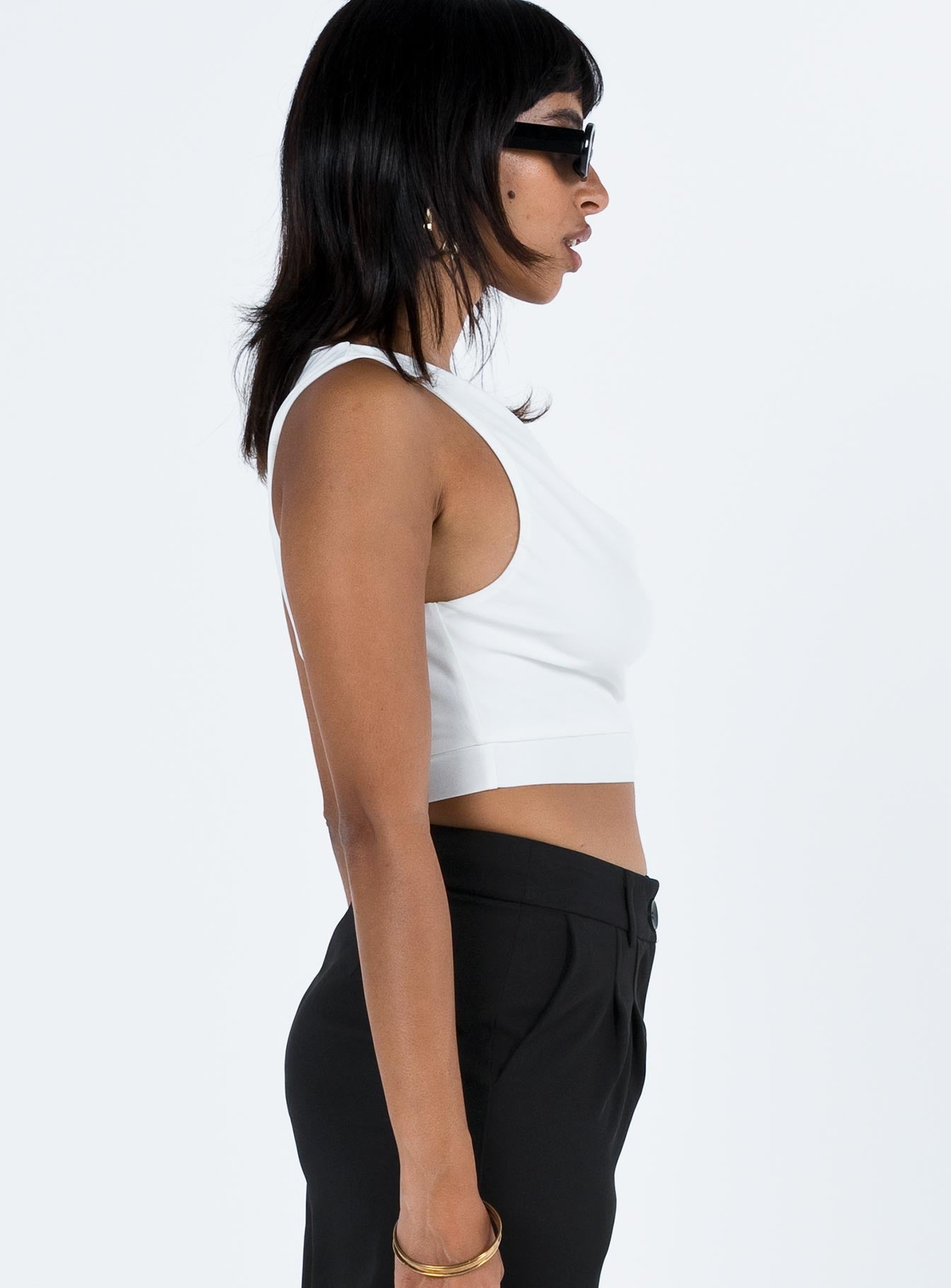 White top Cowl neckline Good stretch Fully lined 