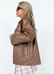 Callie Faux Leather Jacket Brown