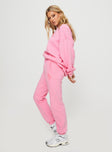 Princess Polly Mid Rise  Princess Polly Track Pants Squiggle Text Watermelon Pink / Rose