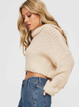 Joice Ribbed Turtleneck Sweater Cream Princess Polly  Cropped 