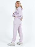 Princess Polly high-rise  Princess Polly Track Pants Squiggle Text Dusty Mauve / Eggshell