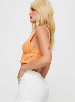 Crochet knit top V-neckline, crop style, fixed shoulder straps  Good stretch, unlined 
