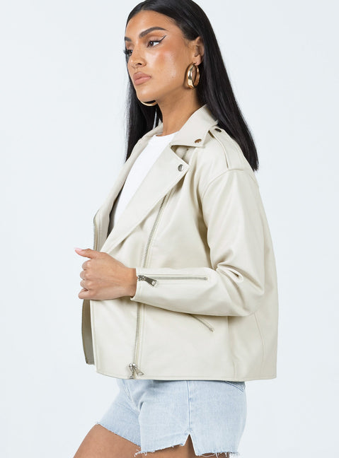 PU Jacket Double point collar Zip fastening at front Double zip pockets on front Zip at cuffs Silver hardware