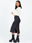 Midi skirt Soft knit material  Elasticated waistband  Side slits