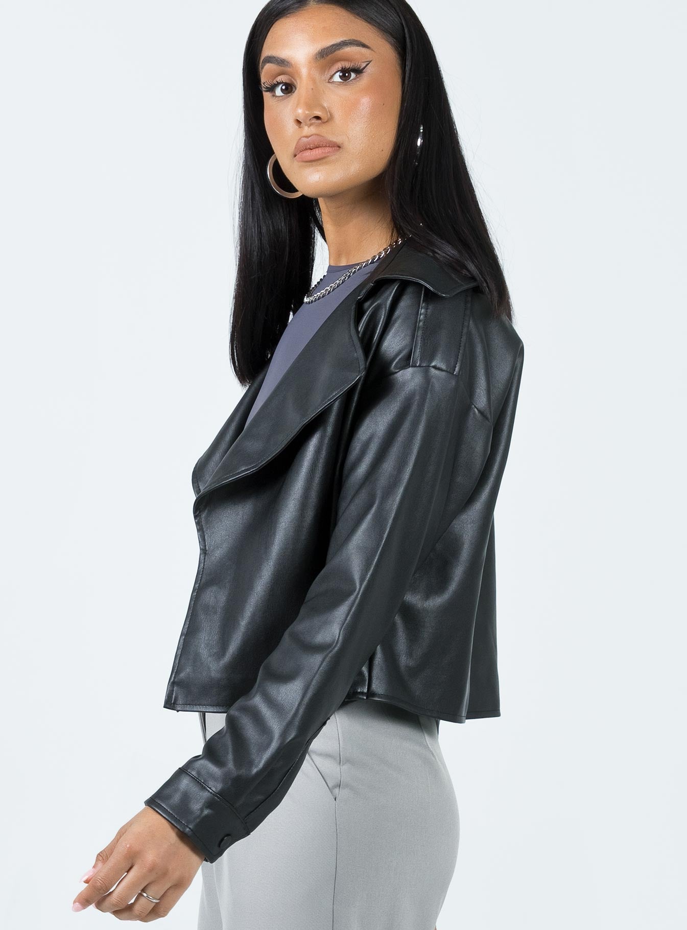 Redfern Faux Leather Jacket Black