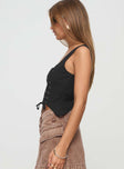 Black crop topLinen material look, corset style, fixed straps, invisible zip fastening