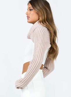 Bolero Ribbed knit material Turtle neck Cropped back