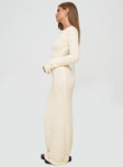 Long sleeve maxi dress Boucle material, low back, sheer knit, tie fastening at back&nbsp;