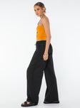 Linen pants Elasticated waistband, drawstring fastening, twin hip pockets, wide leg