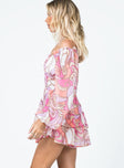 The Love Galore Long Sleeve Playsuit Pink Multi