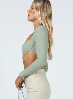 Becca Long Sleeve Crop Top Sage