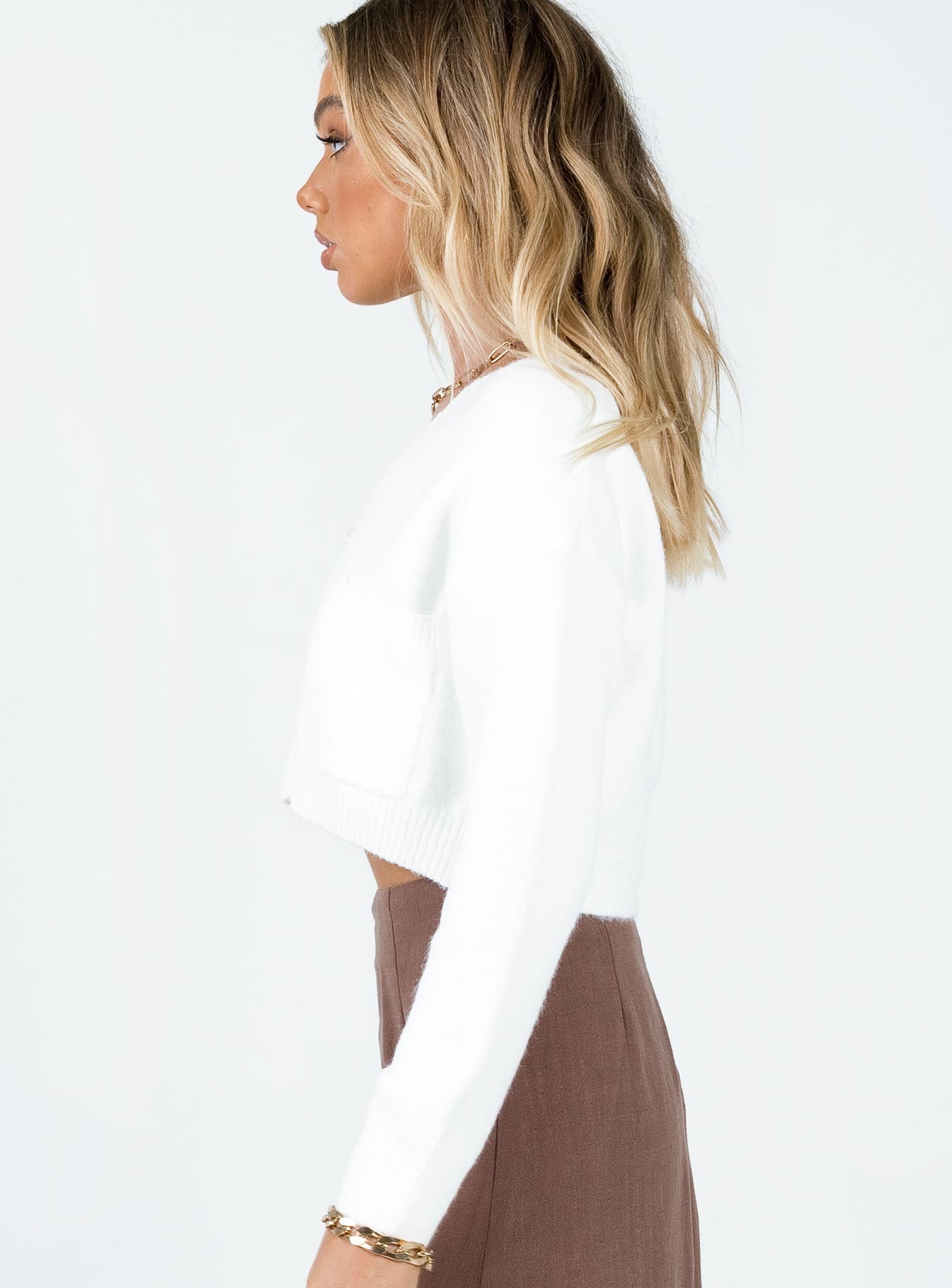 Eva Cardigan White Princess Polly  Cropped 