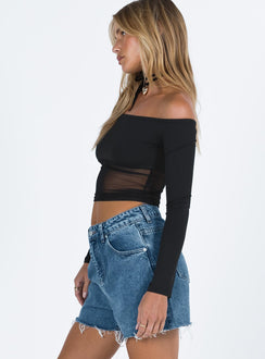 Denim shorts Zip and button fastening Belt loops at waist Raw cut hem Classic five pocket design Princess Polly patch on back