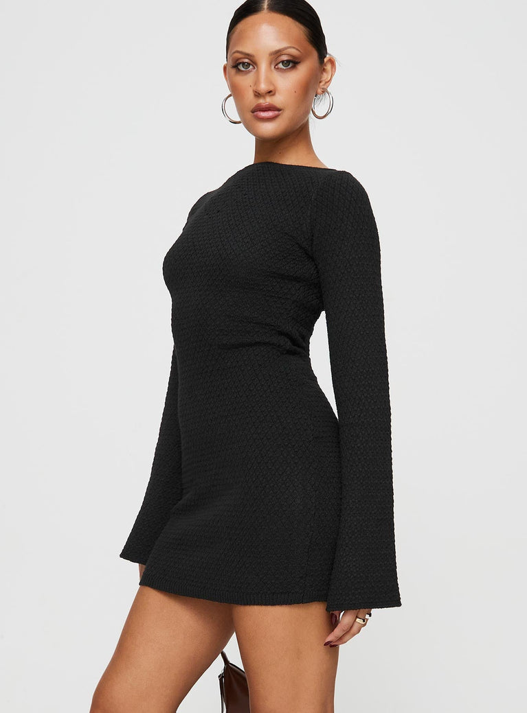 Malcalm Long Sleeve Mini Dress Black