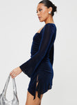 Princess Polly Square Neck  Donelli Long Sleeve Mini Dress Navy
