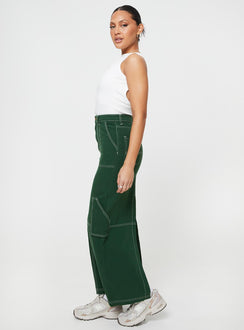 Denim maxi skirt Zip and button fastening, belt looped waist, twin hip pockets, slit at back