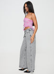 Princess Polly Mid Rise  Brayden Low Wise Relaxed Jeans Grey Acid Wash