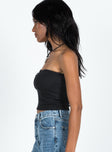 Tube top Pointelle material Inner silicone strip at bust Pinched detail Good stretch Fully lined