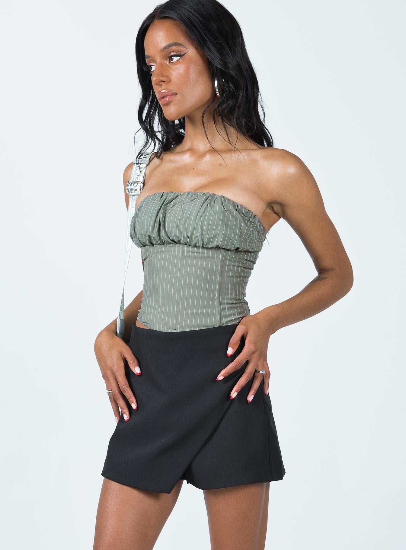 Black skort Invisible zip fastening at side