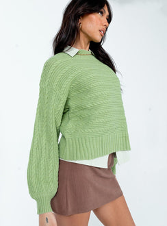 Green sweater Knit material  Mock neck 