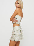 Floral mini skirt Invisible zip fastening at back, tiered design, ruffle detail Non-stretch material, unlined 
