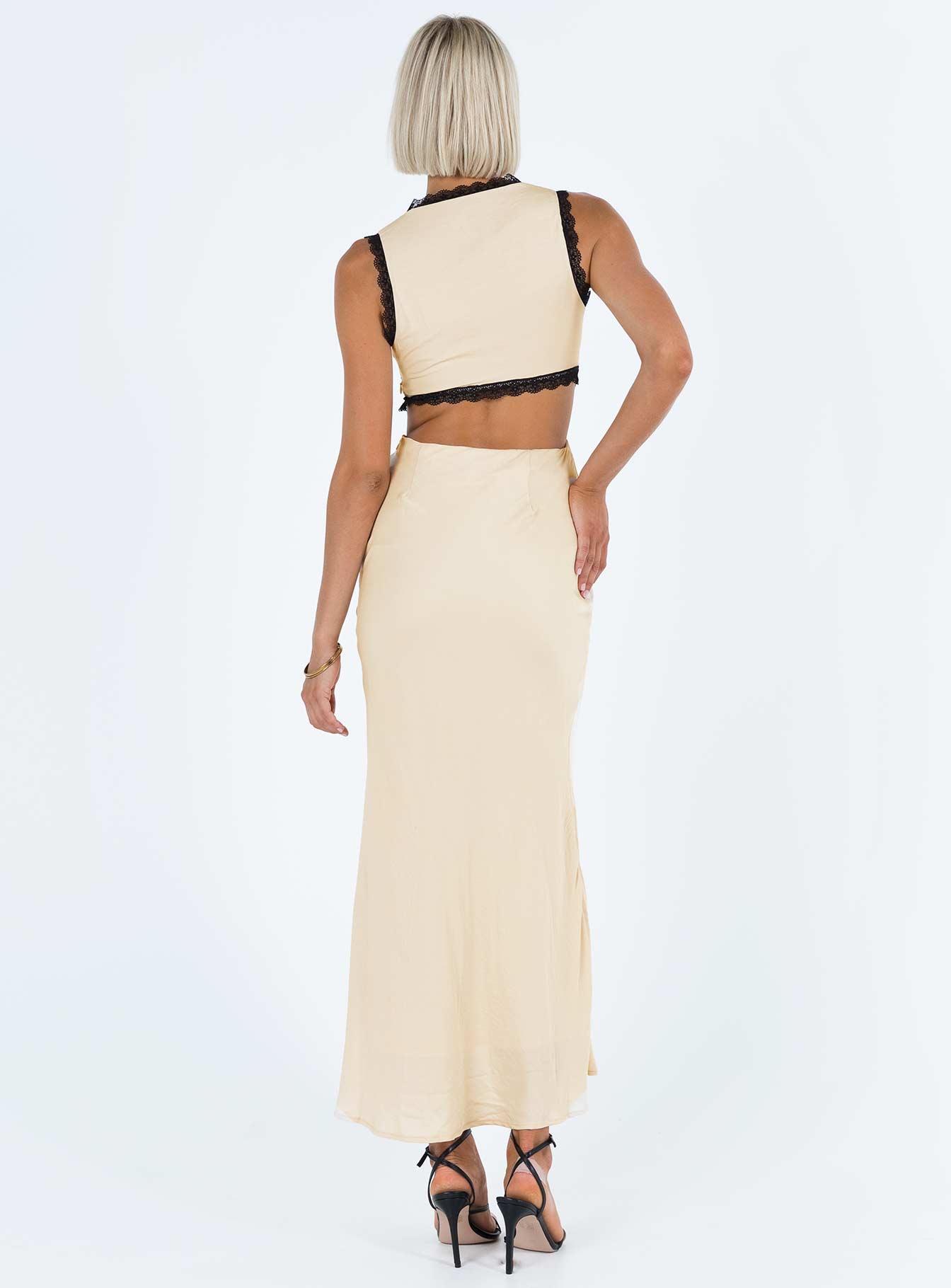 Shop Formal Dress - Keila Lace Trim Maxi Dress Cream / Black secondary image
