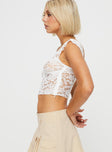 Lace top Sweetheart neckline, wide cap sleeves, lace trimming, invisible zip fastening at side 