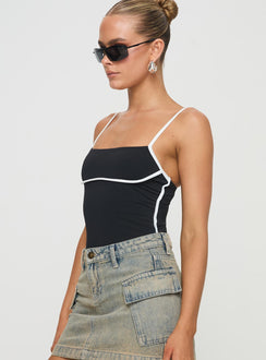 Black bodysuit white trim