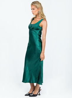 Maxi dress Silky material Scoop neckline Subtle ruching at bust Open back with tie fastening Cowl back