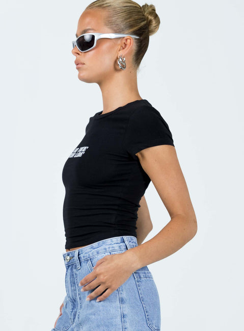 Cropped tee Graphic print Cap sleeve  Good stretch Unlined 