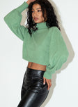 Zahara Cropped Turtleneck Sweater Green