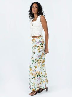 Maxi skirt Floral print Invisible zip fastening at side