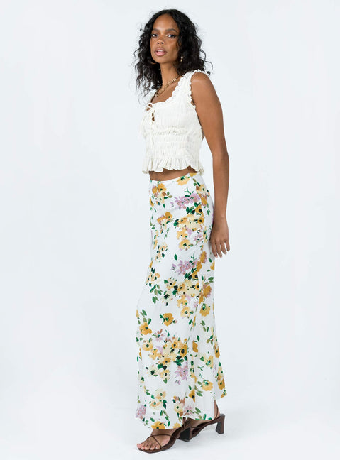 Maxi skirt Floral print Invisible zip fastening at side