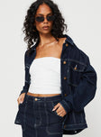 Denim shacket Classic collar, button fastening at front, twin chest pockets