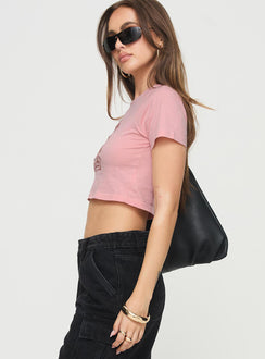 Baby tee Graphic print, crew neck Non-stretch material, unlined 