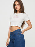 Cropped graphic tee Good stretch, unlined 