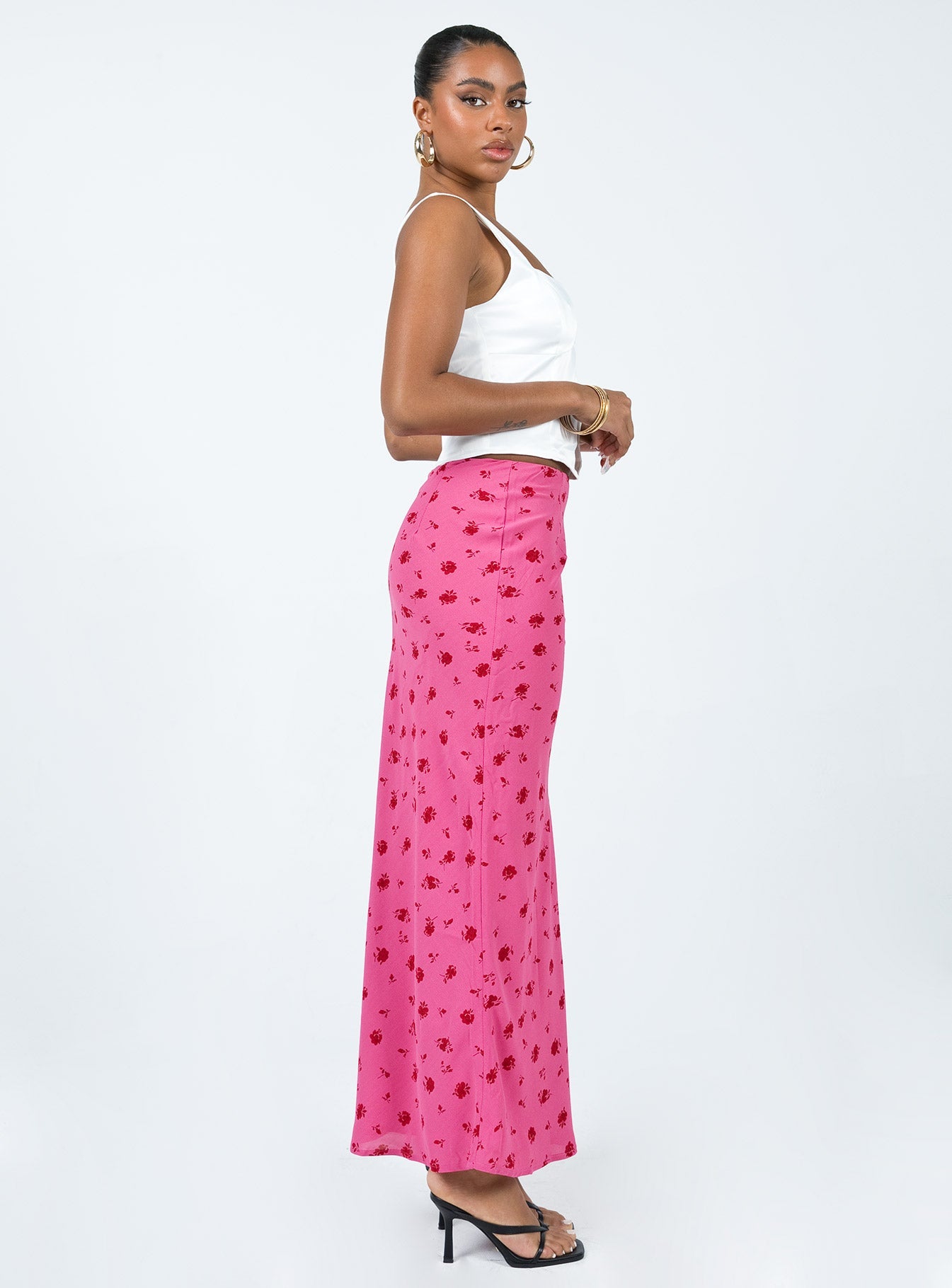 Gendling Midi Skirt Pink Floral