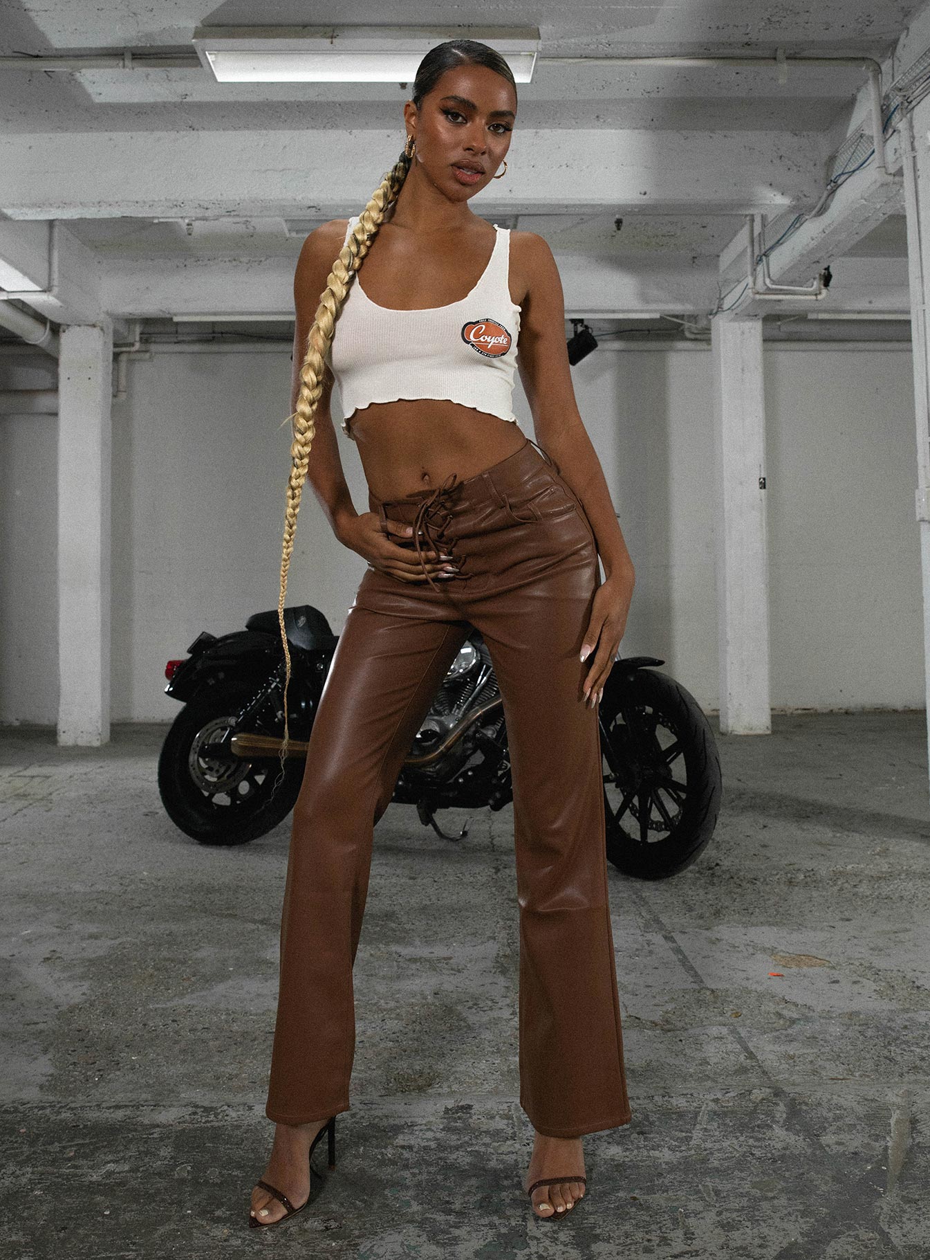 JGR & STN Alice Lace Up Pants Tan