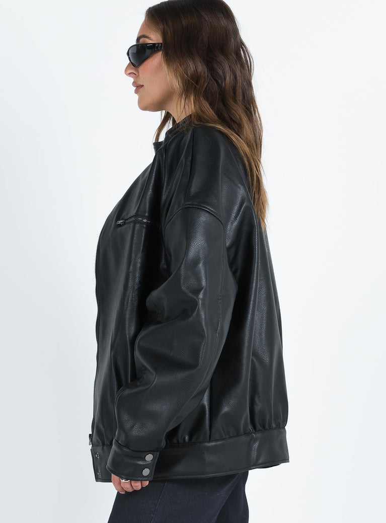 Nima Faux Leather Jacket Black