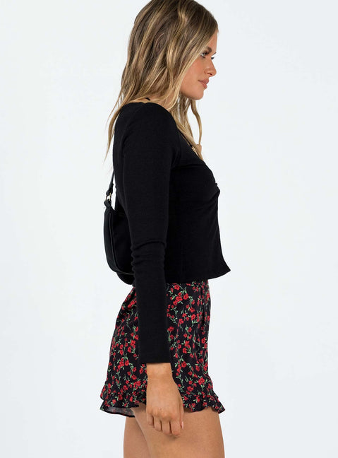 Shorts Floral print Invisible zip fastening at side Frill hem Non-stretch Fully lined 