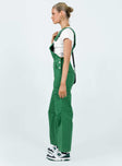 Overalls Cargo style Adjustable shoulder straps  Chest pocket  Button fastening at hips Six leg pockets  Silver-toned hardware  Wide leg  Pleated detail at inner leg