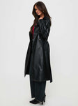 Neo Faux Leather Trench Onyx