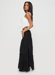 Maxi skirt Elasticated waistband, tiered design, slit at leg