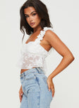 Crop top Fixed straps with flower detail, elasticated band under bust