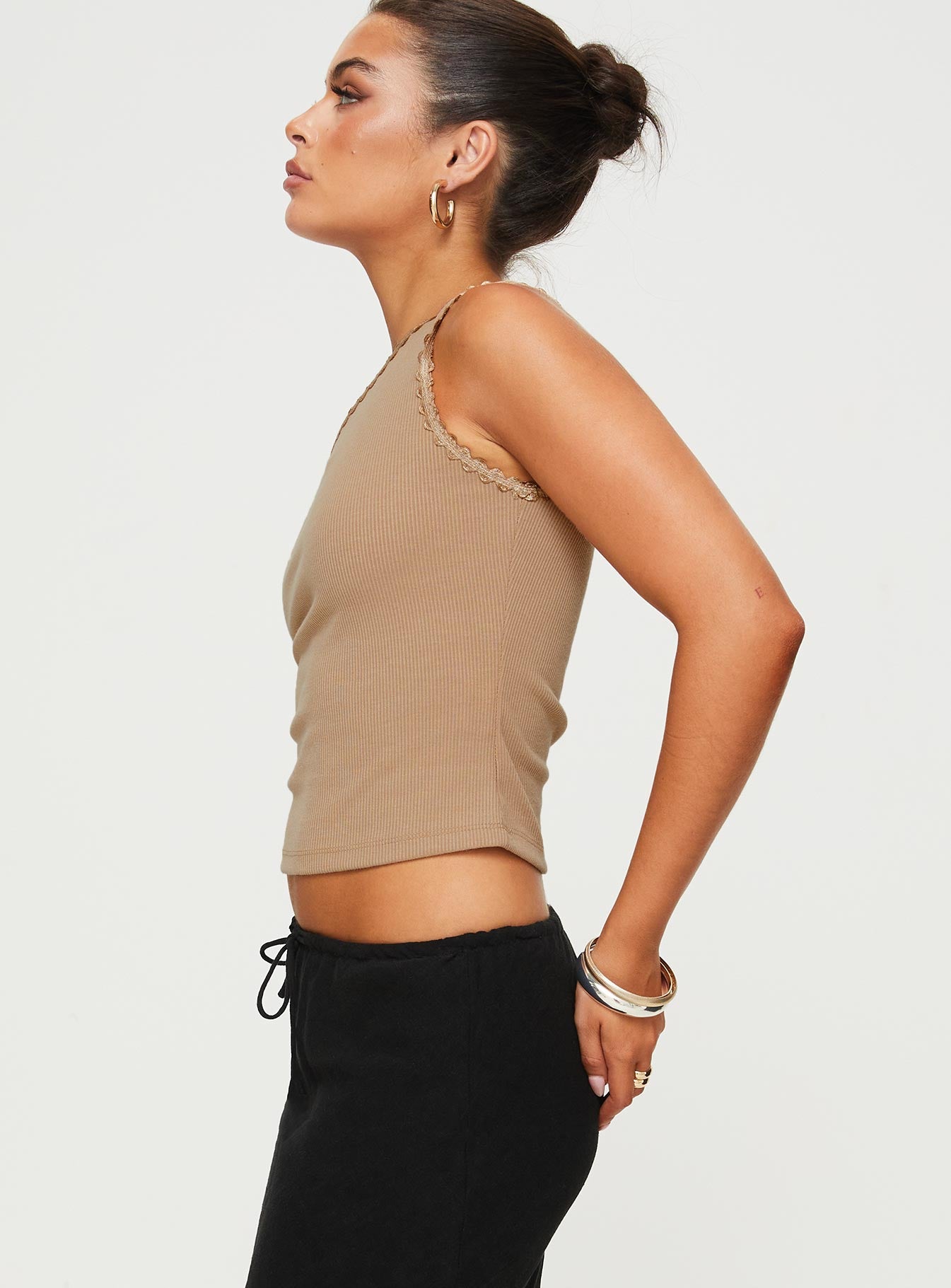 One shoulder top Good stretch, unlined 