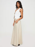 Linen maxi skirt Mid rise, invisible zip fastening at side
