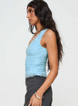 Blue Lace top V-neckline, invisible zip fastening down side